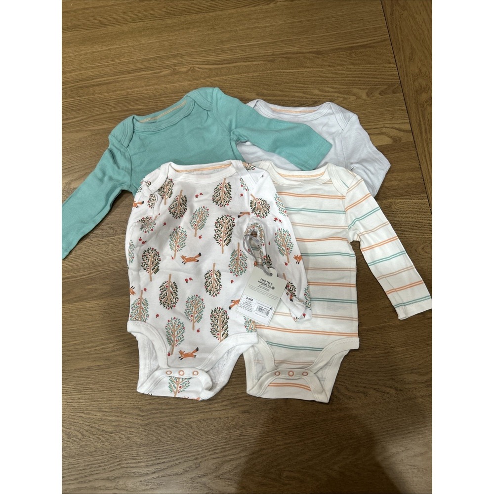 Cloud Island Baby Size 3-6 Months Long Sleeve Bodysuit 4pc Set